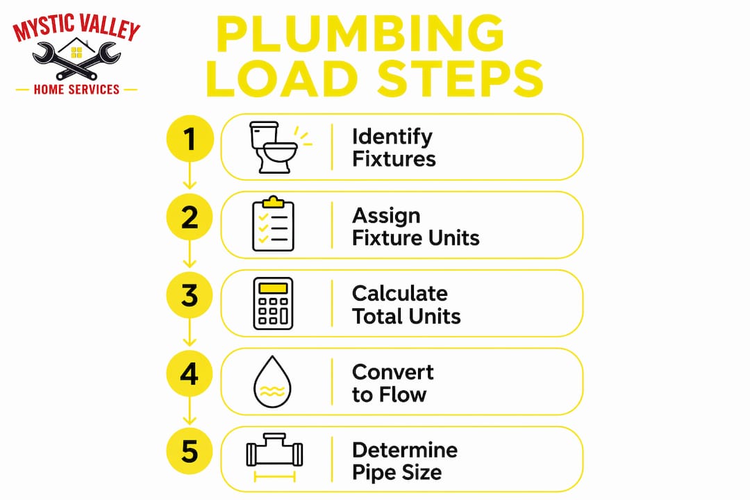 Infographic outlining plumbing load calculation steps